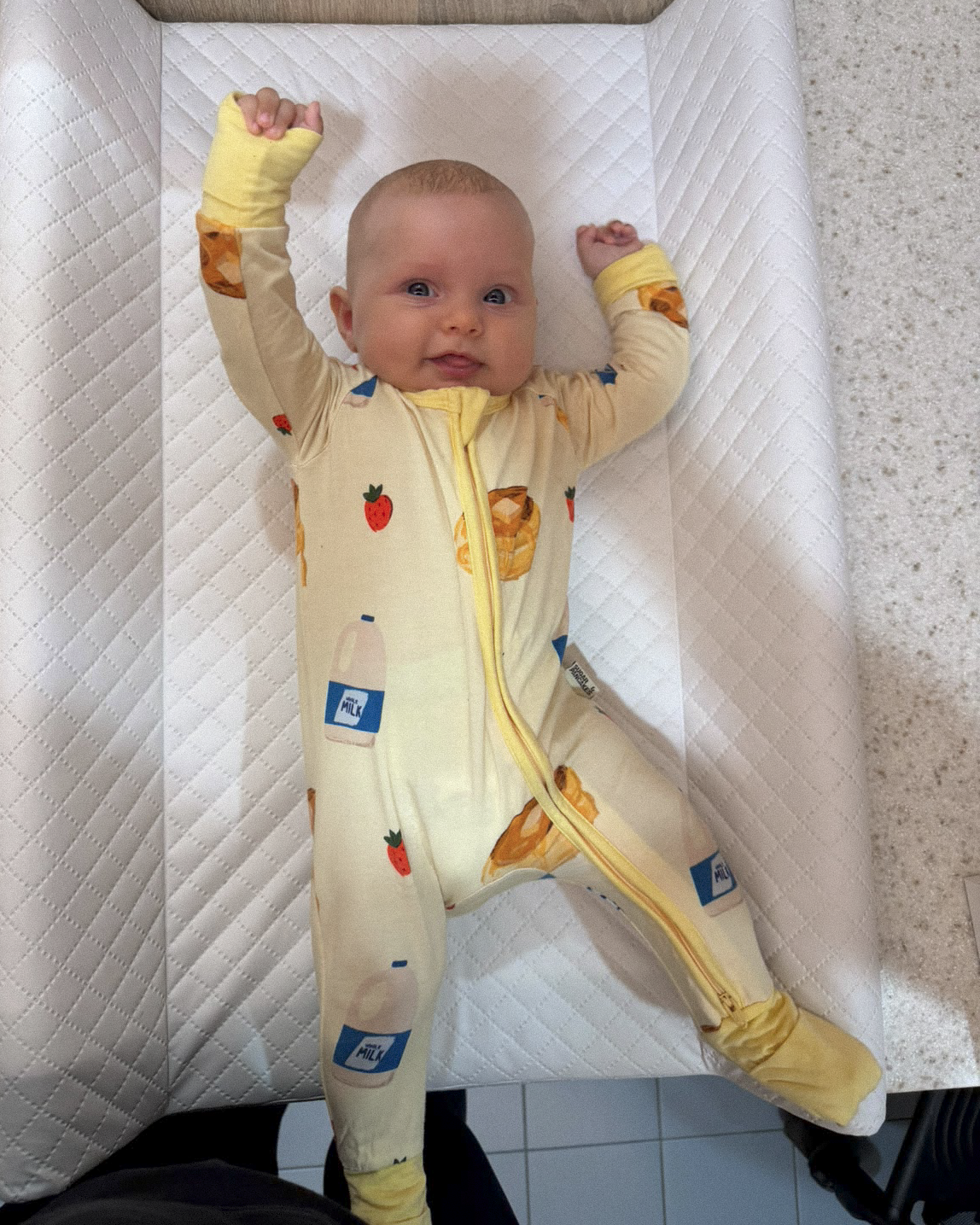 PANCAKES & MILK ZIP ROMPER